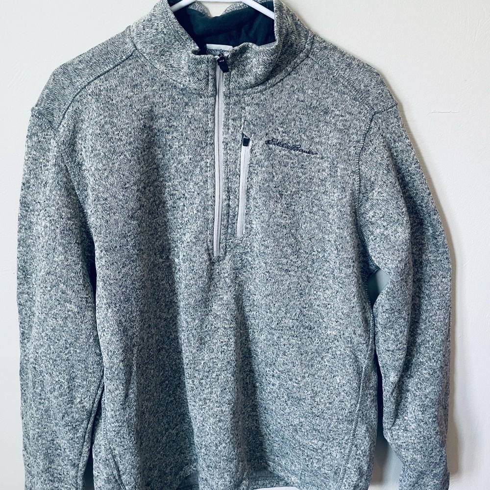 Eddie Bauer Men's Heathered Gray Zip-Up Sweater